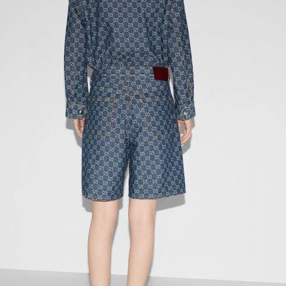 G 25ss jacquard denim short