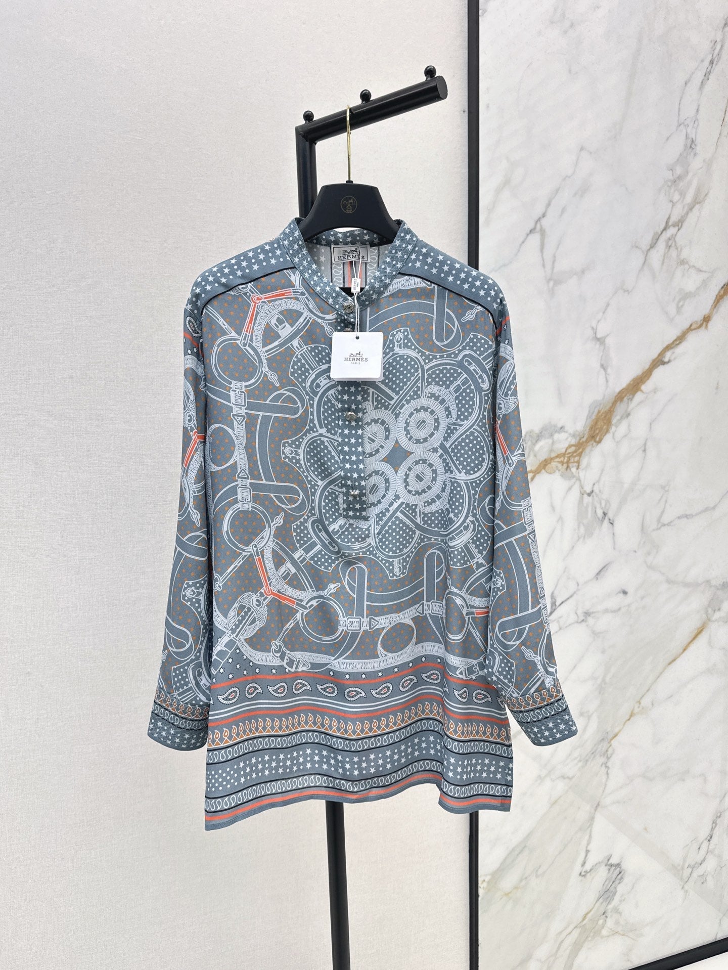 H 25ss silk printed shirt