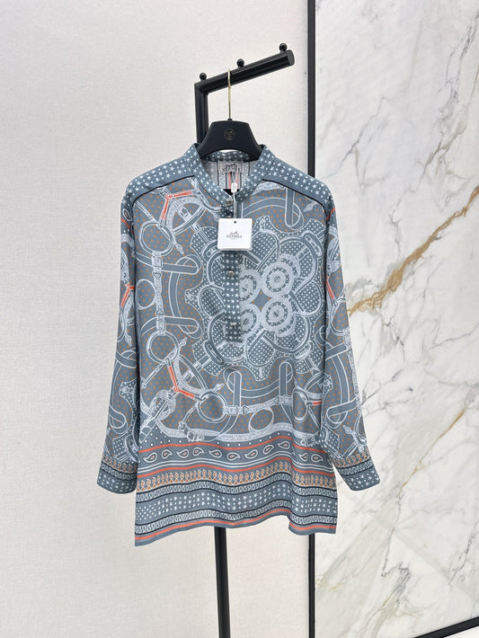 H 25ss silk printed shirt