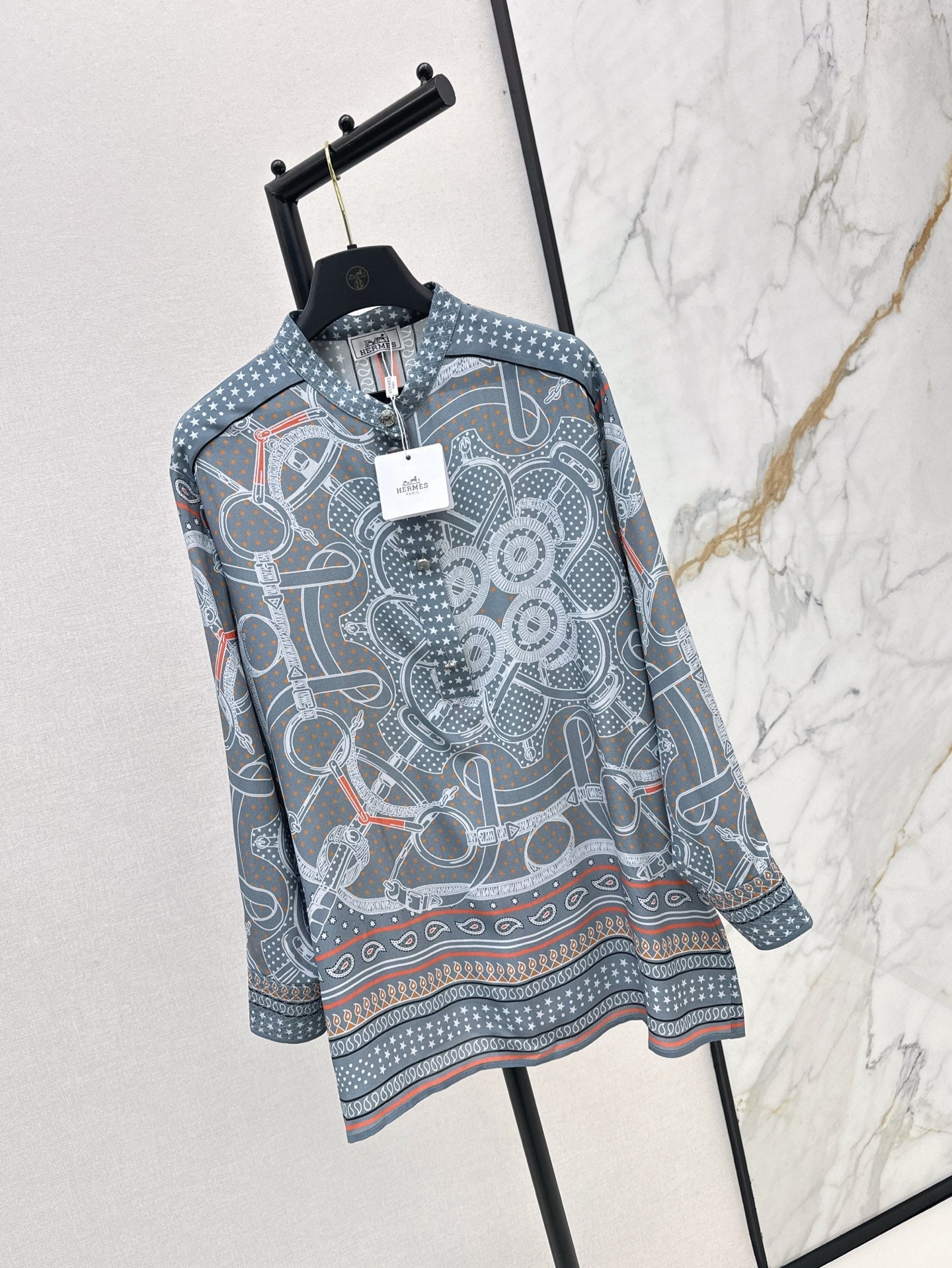 H 25ss silk printed shirt