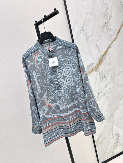 H 25ss silk printed shirt