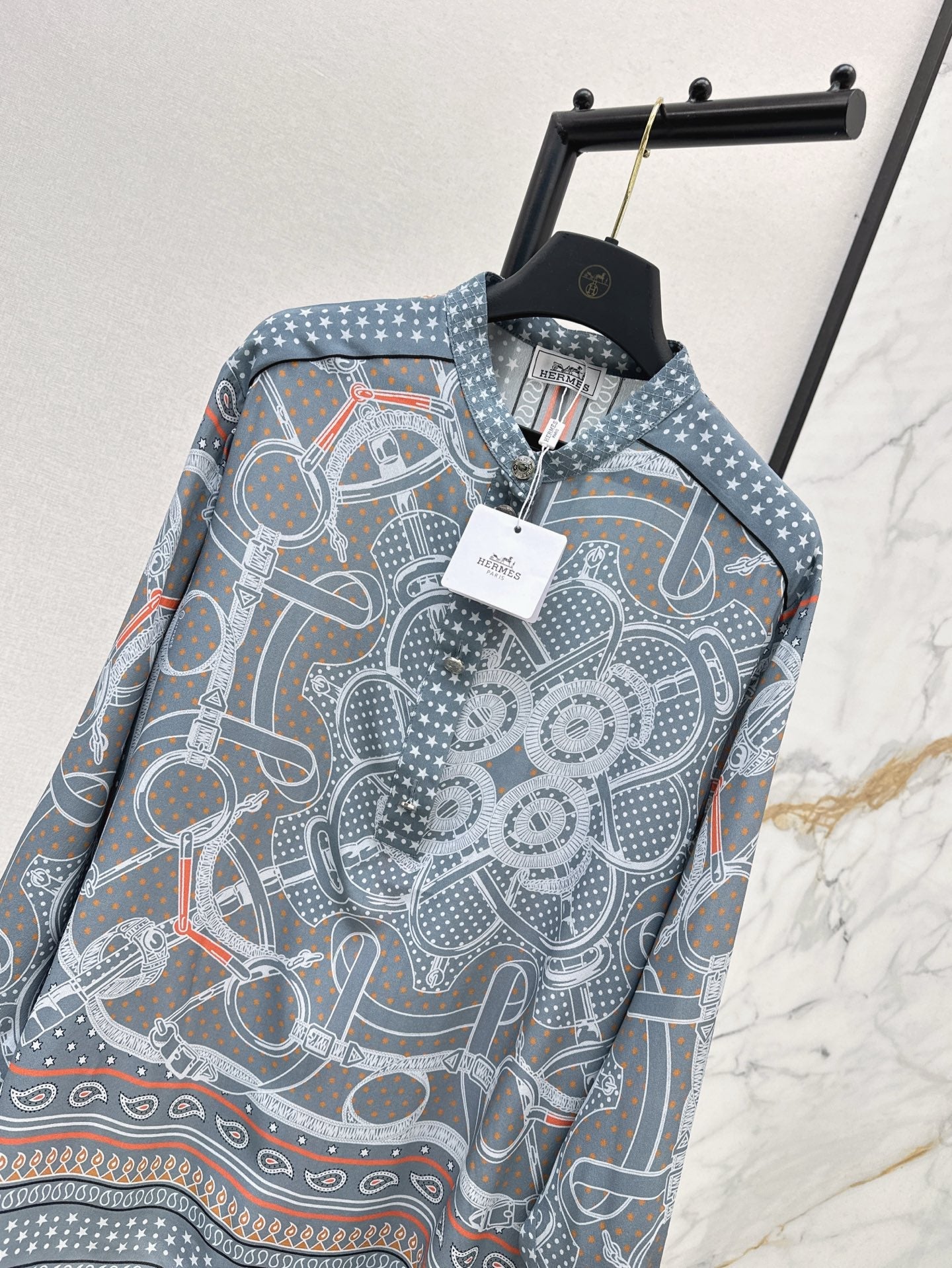 H 25ss silk printed shirt