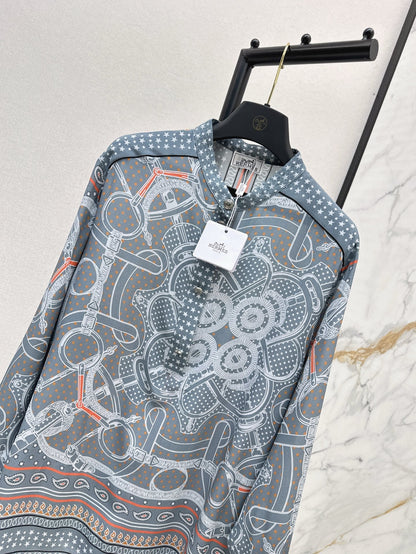 H 25ss silk printed shirt