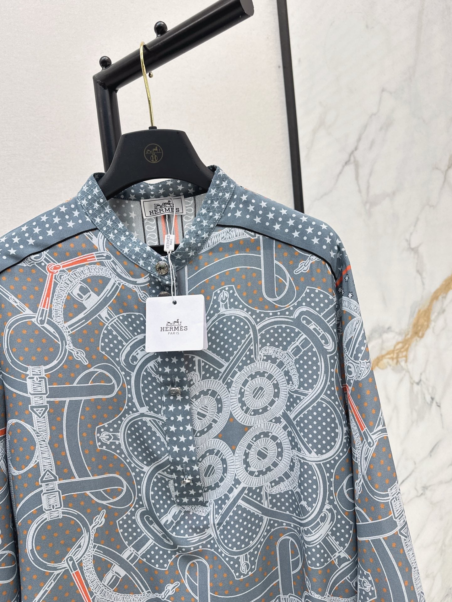 H 25ss silk printed shirt