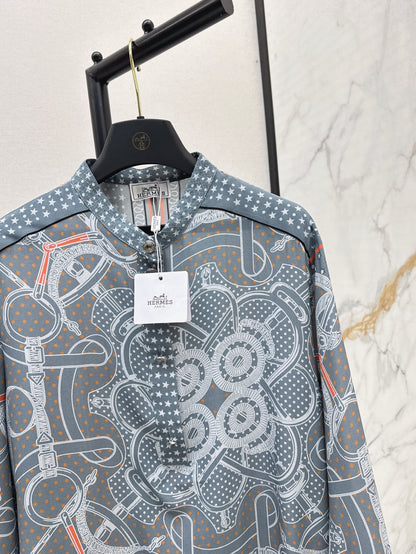 H 25ss silk printed shirt