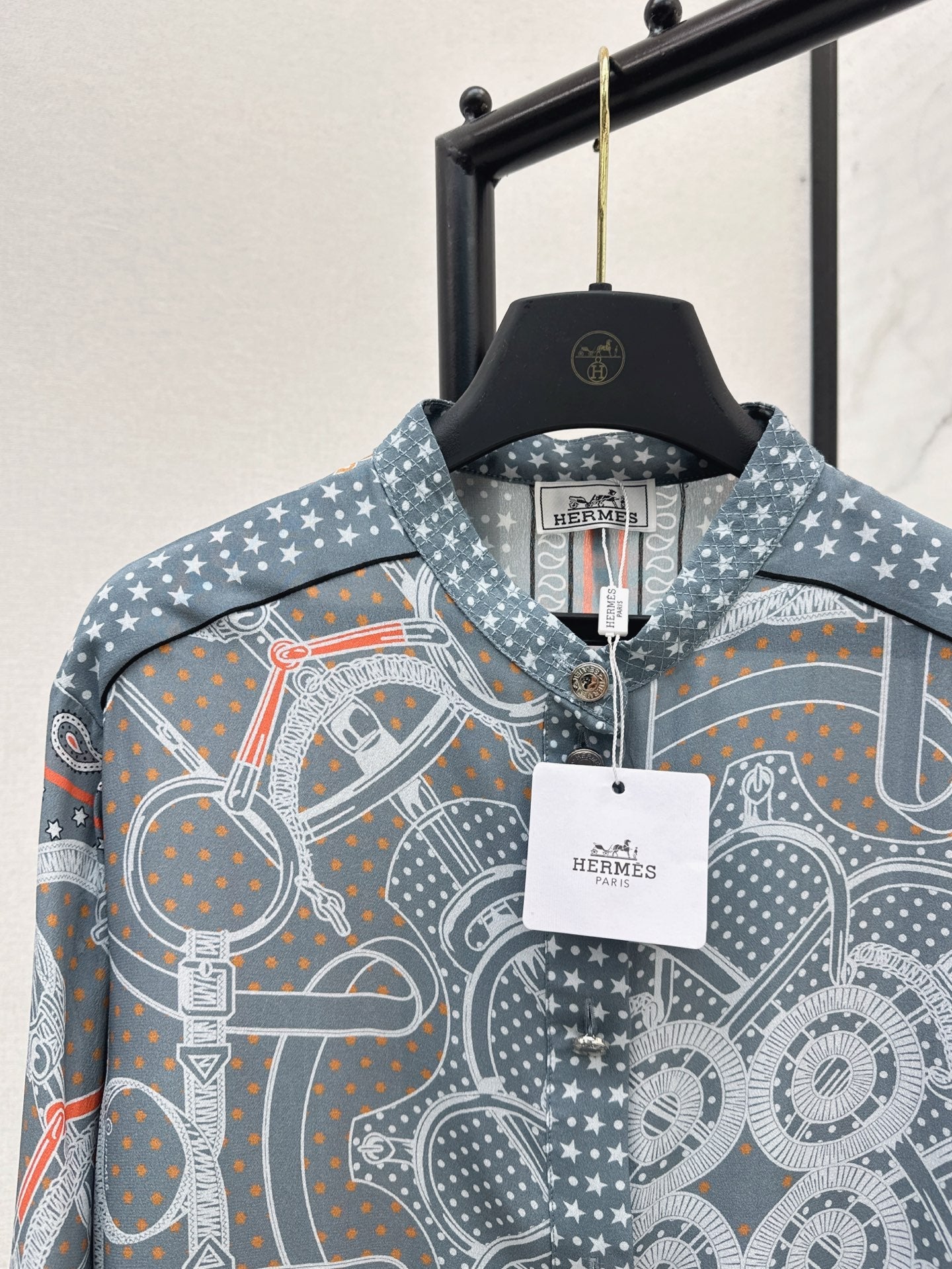H 25ss silk printed shirt
