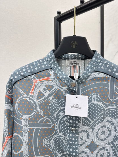 H 25ss silk printed shirt