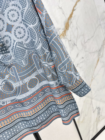 H 25ss silk printed shirt