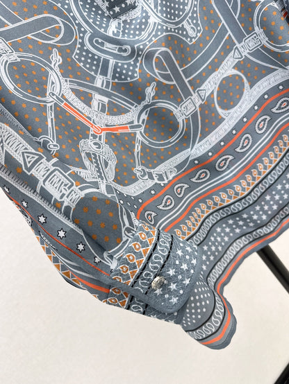 H 25ss silk printed shirt