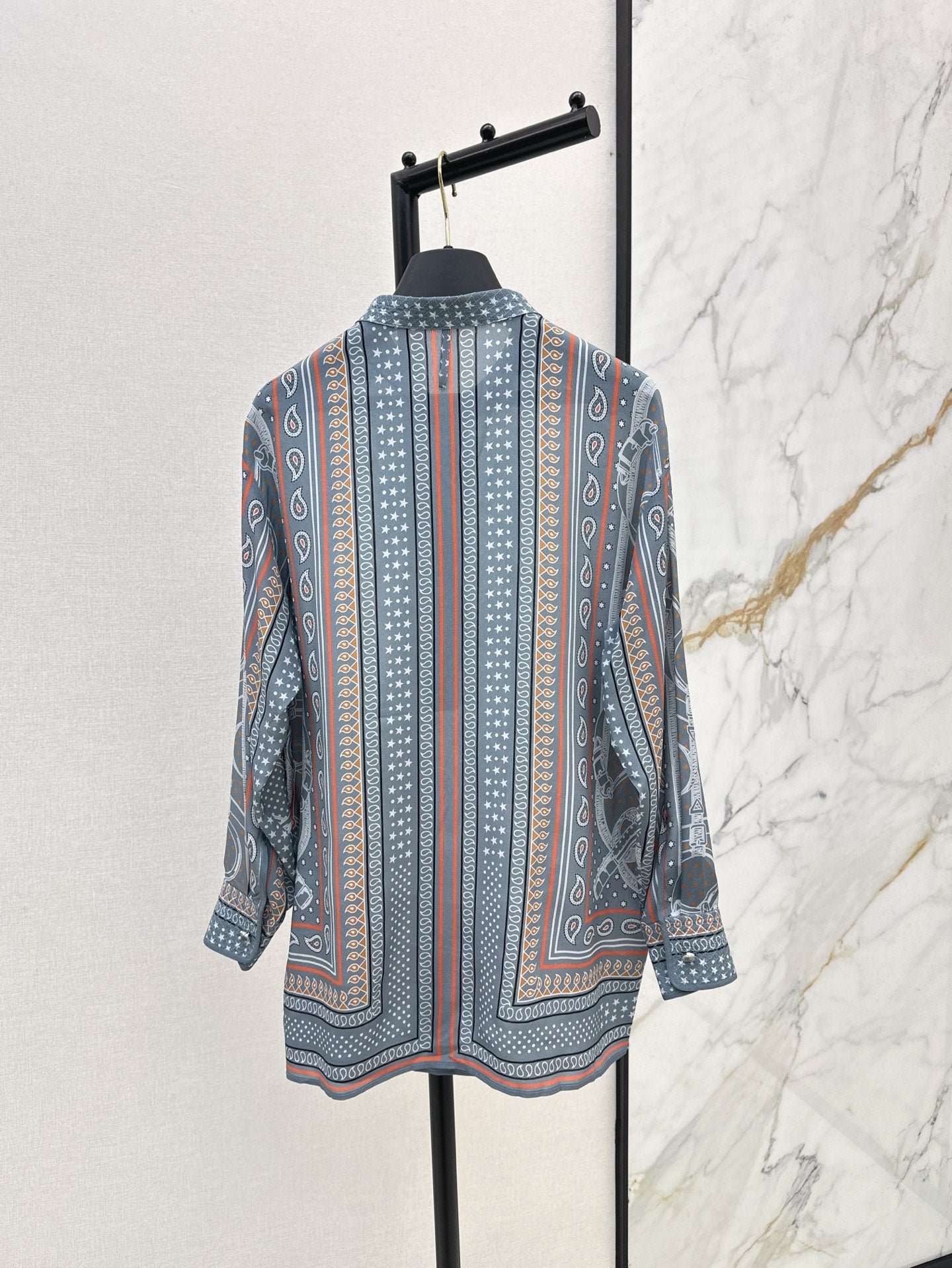 H 25ss silk printed shirt