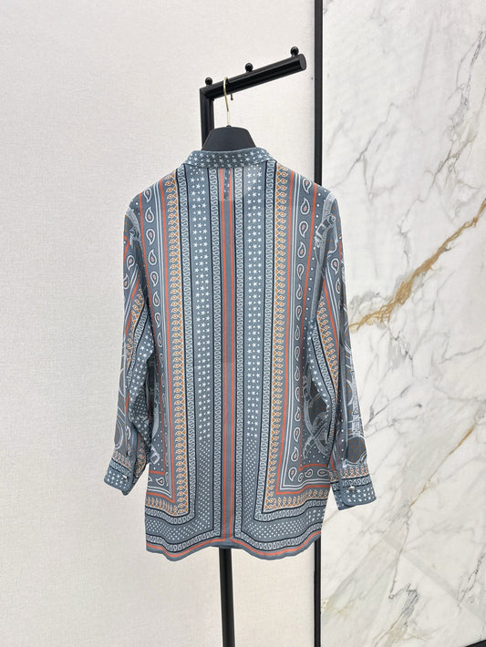 H 25ss silk printed shirt