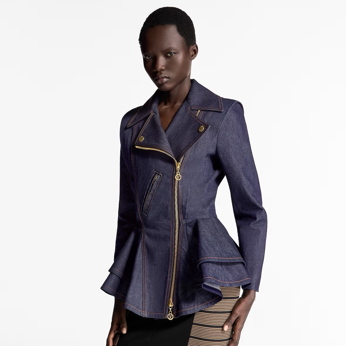 L 25ss denim ruffle jacket