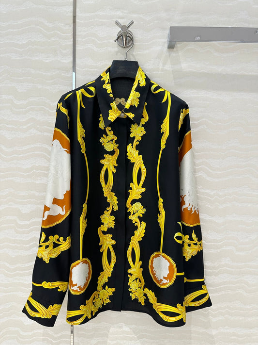 Ve 25ss printed silk shirt