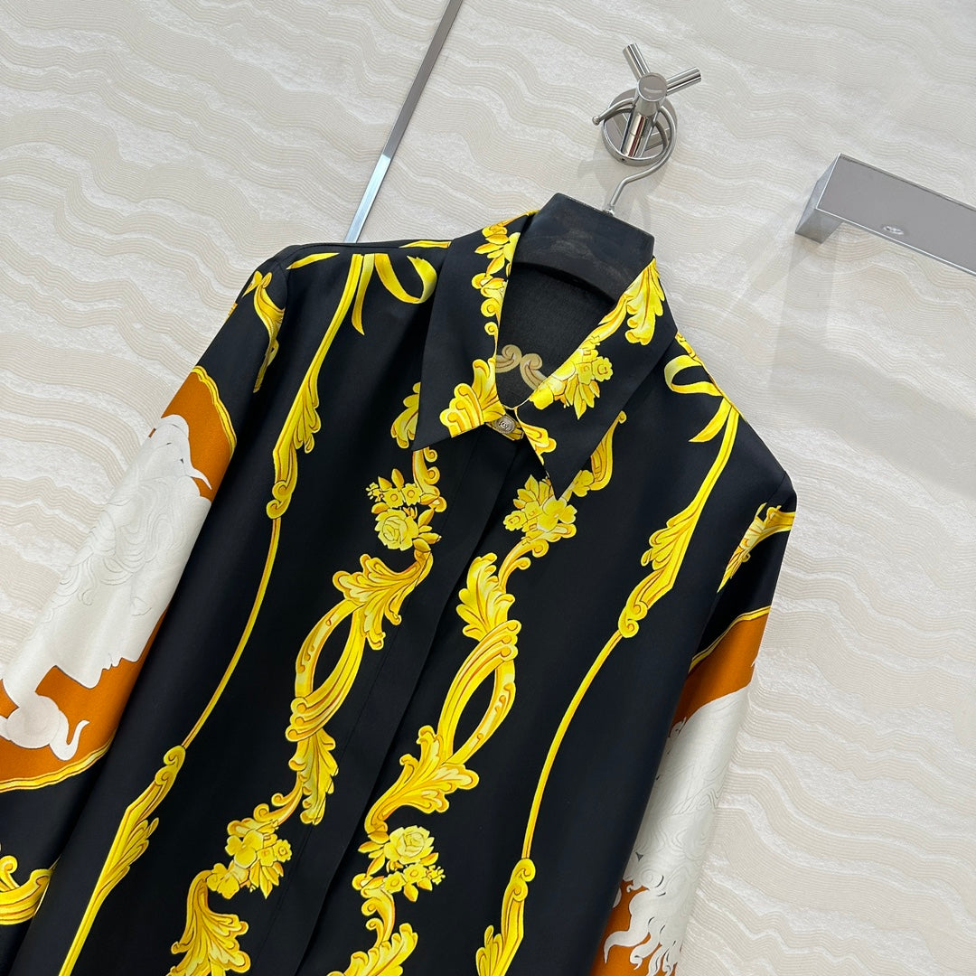 Ve 25ss printed silk shirt