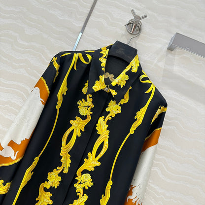 Ve 25ss printed silk shirt
