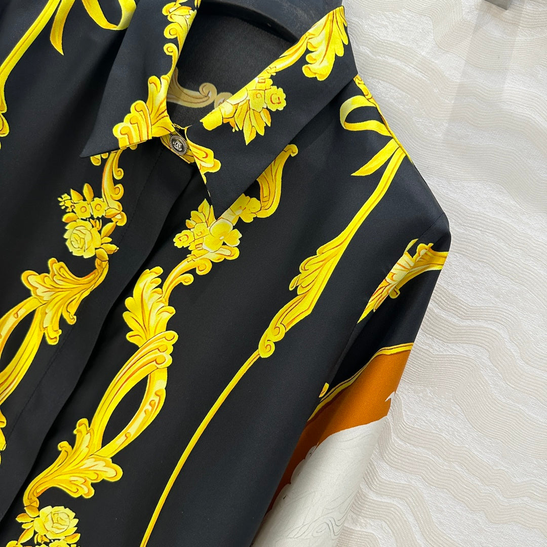 Ve 25ss printed silk shirt