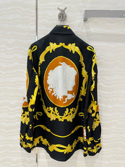 Ve 25ss printed silk shirt