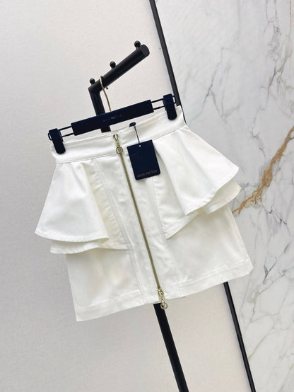 L 25ss ruffle denim skirt