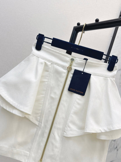 L 25ss ruffle denim skirt