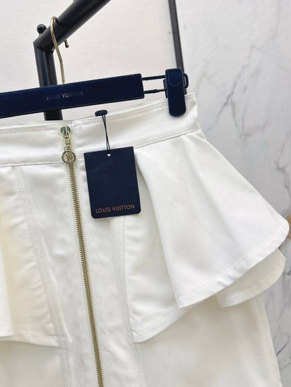 L 25ss ruffle denim skirt