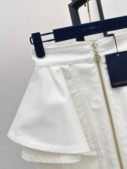 L 25ss ruffle denim skirt
