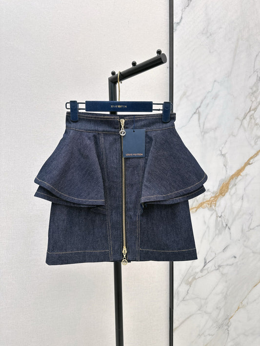 L 25ss ruffle denim skirt