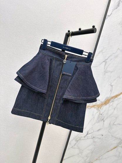 L 25ss ruffle denim skirt