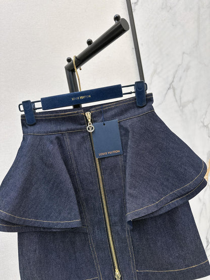L 25ss ruffle denim skirt