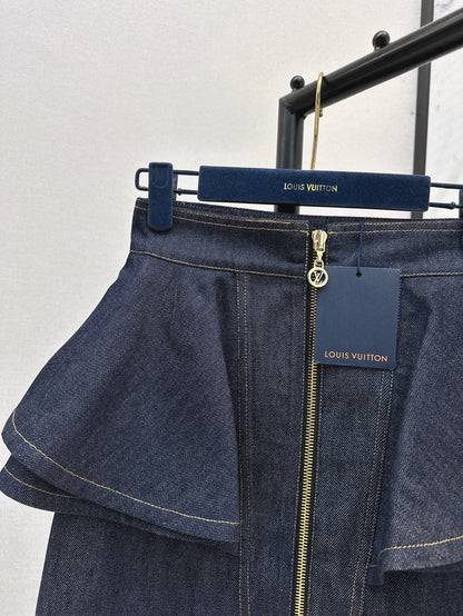 L 25ss ruffle denim skirt