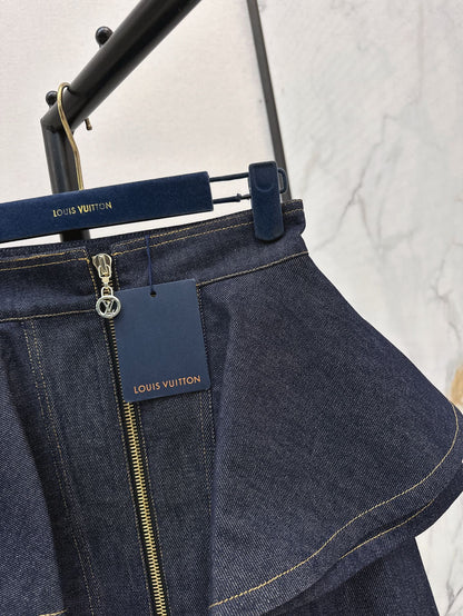 L 25ss ruffle denim skirt