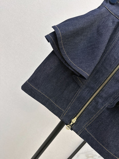 L 25ss ruffle denim skirt