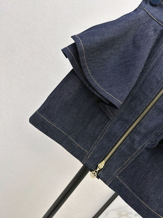 L 25ss ruffle denim skirt