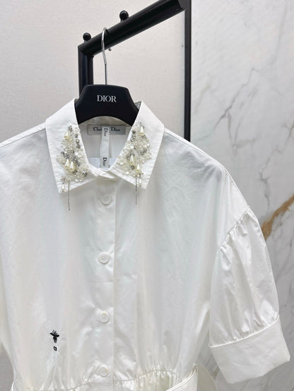 D 25ss beaded shirt dress