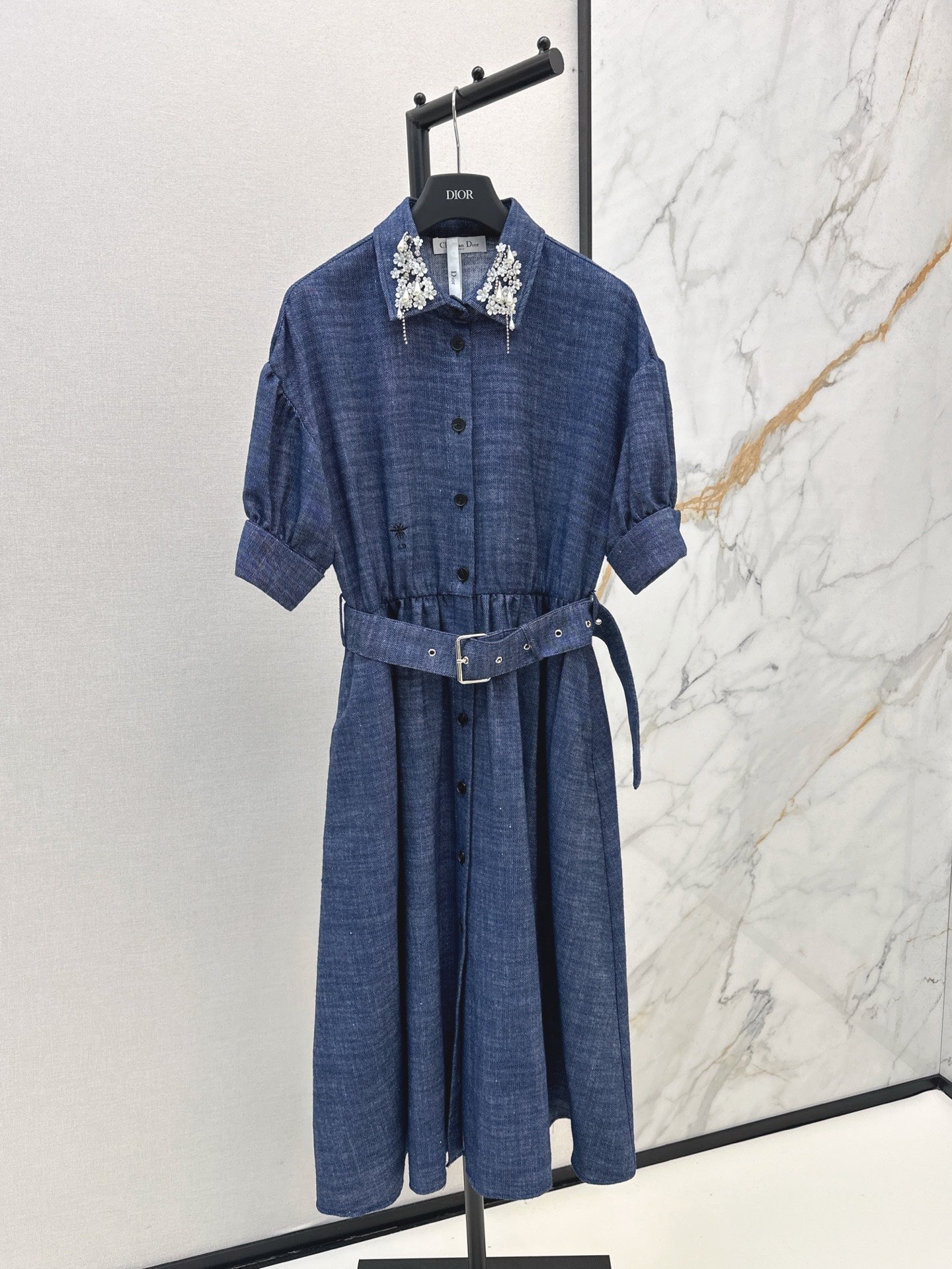 L 25ss beaded shirt dress