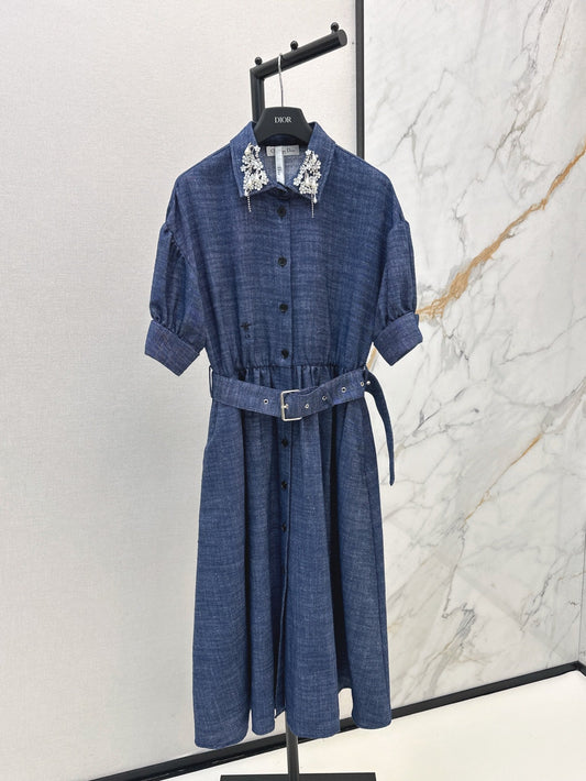L 25ss beaded shirt dress