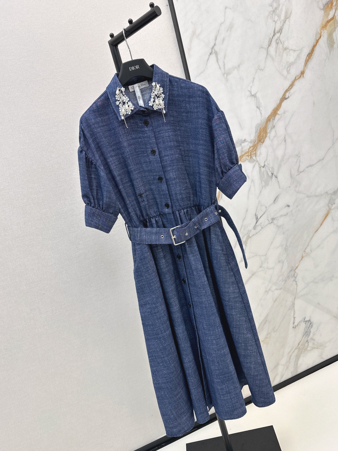 L 25ss beaded shirt dress