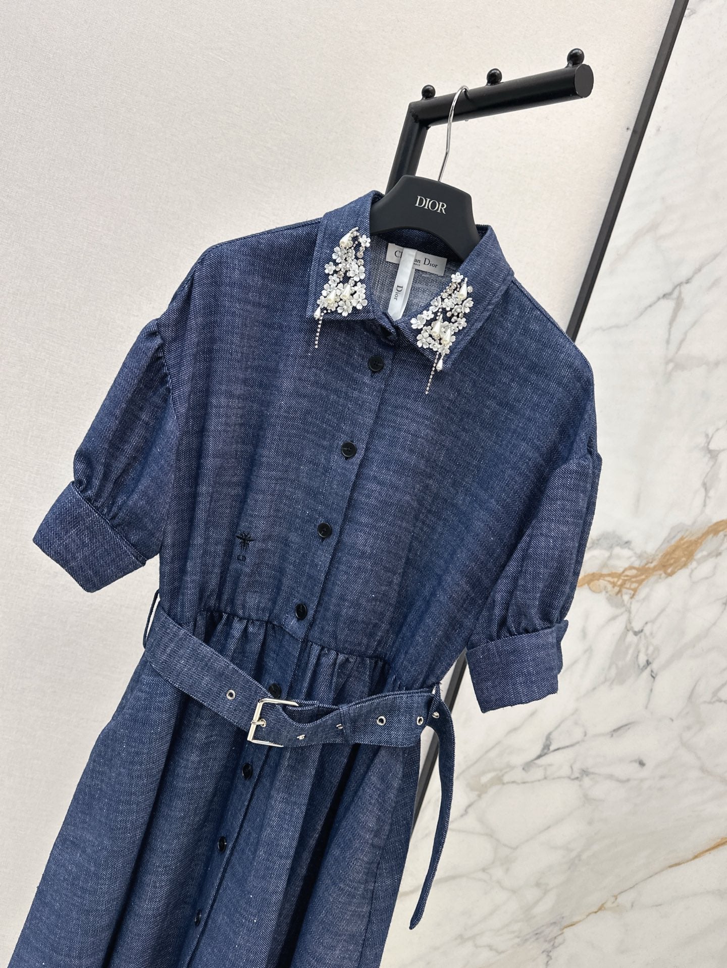 L 25ss beaded shirt dress