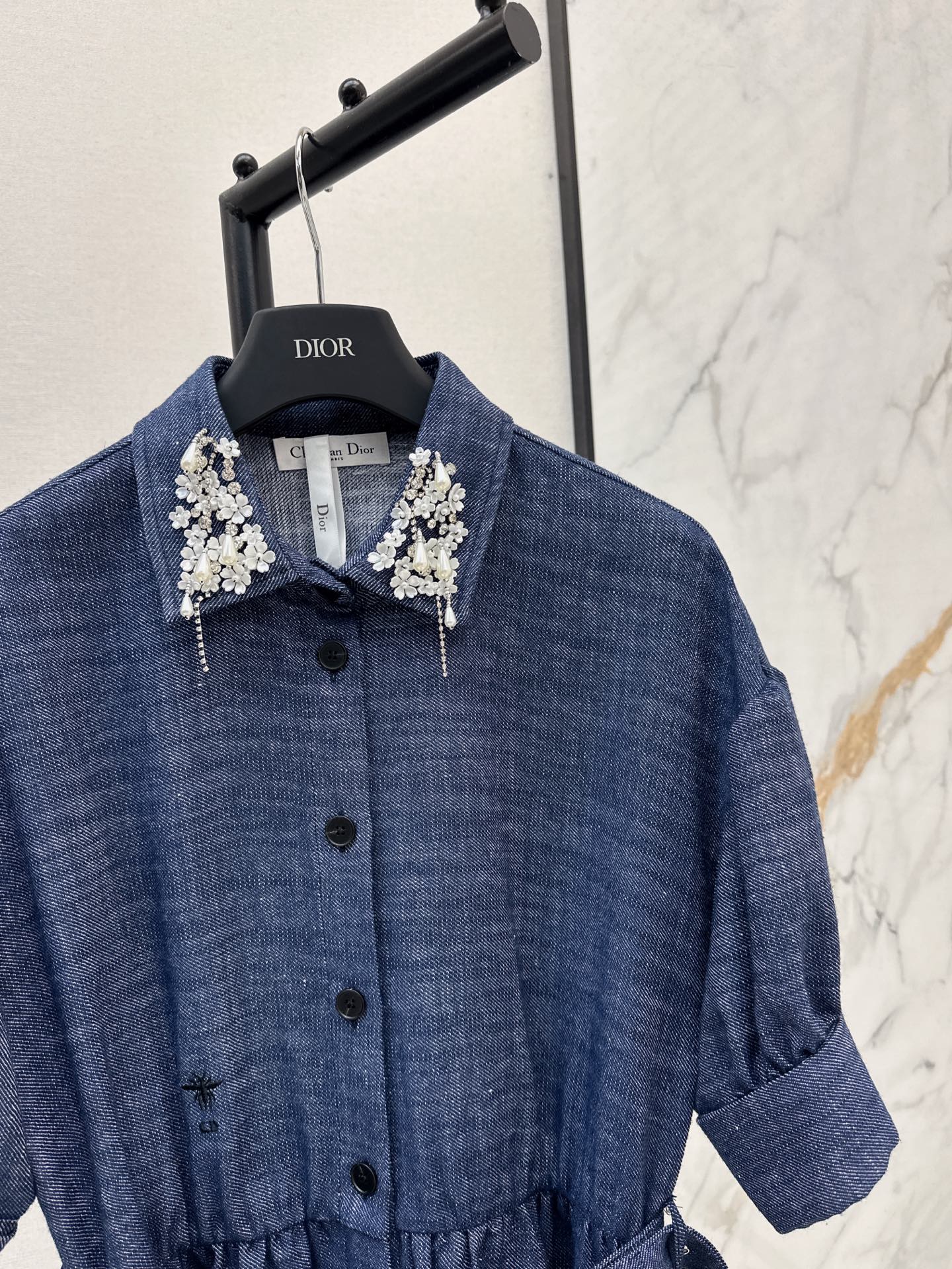 L 25ss beaded shirt dress