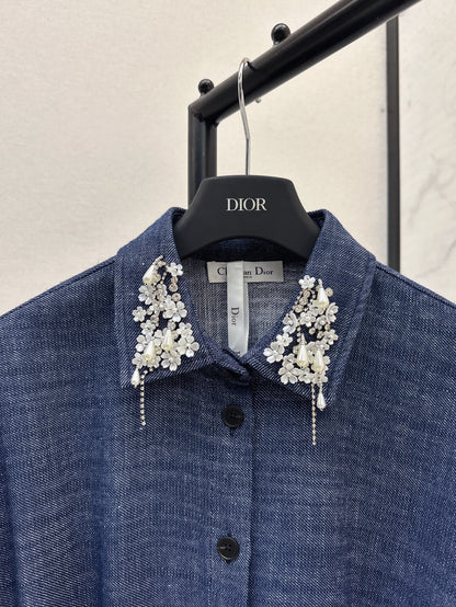 L 25ss beaded shirt dress