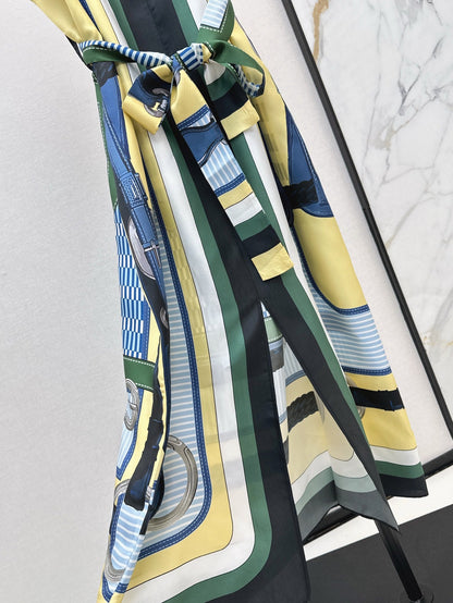 H 25ss coaching remix Silk dress