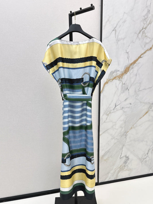 H 25ss coaching remix Silk dress