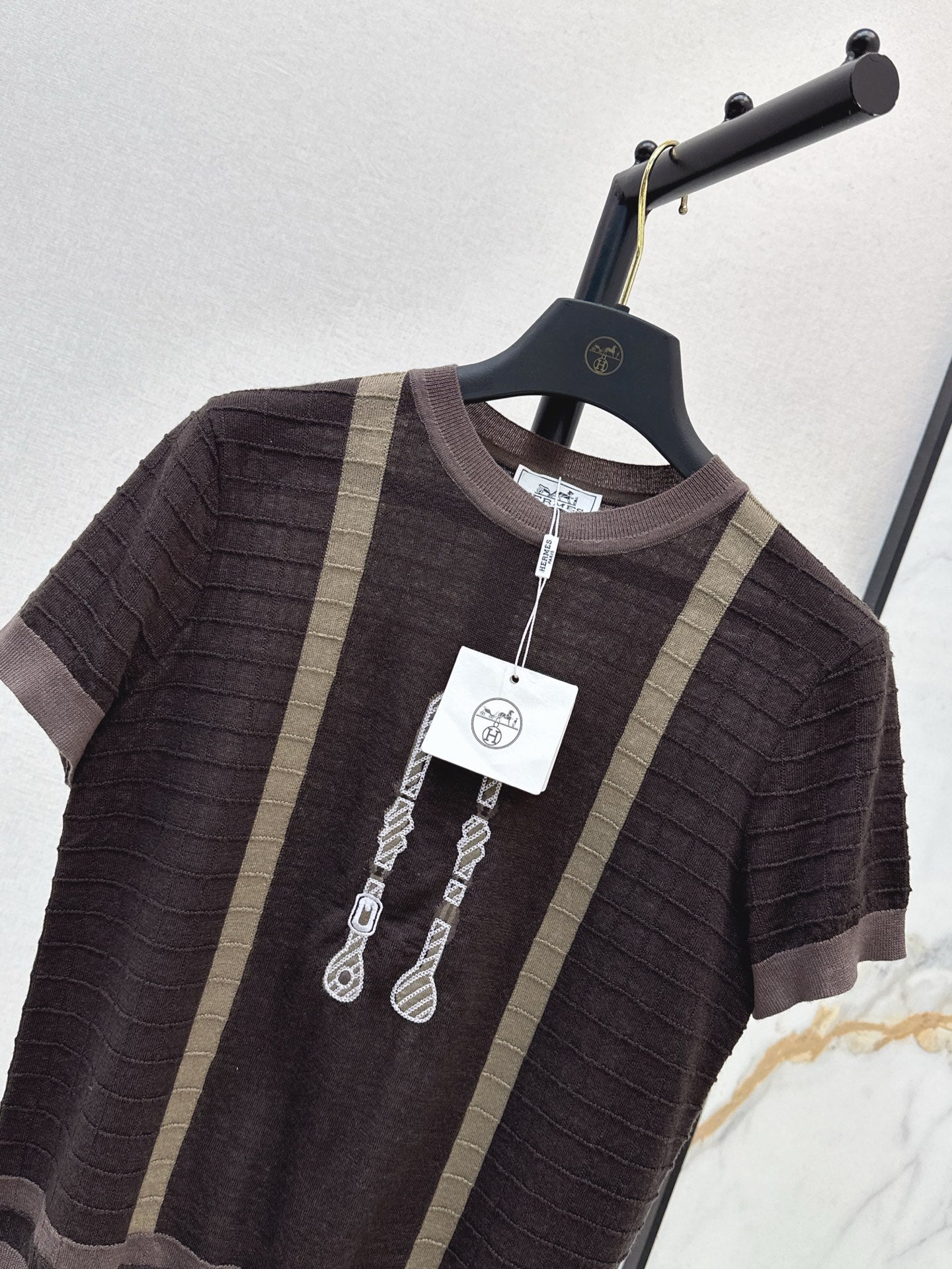 H 25ss jacquard knitted t-shirt
