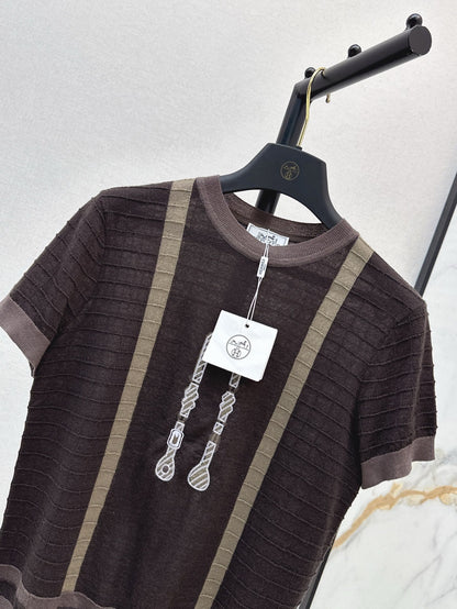 H 25ss jacquard knitted t-shirt