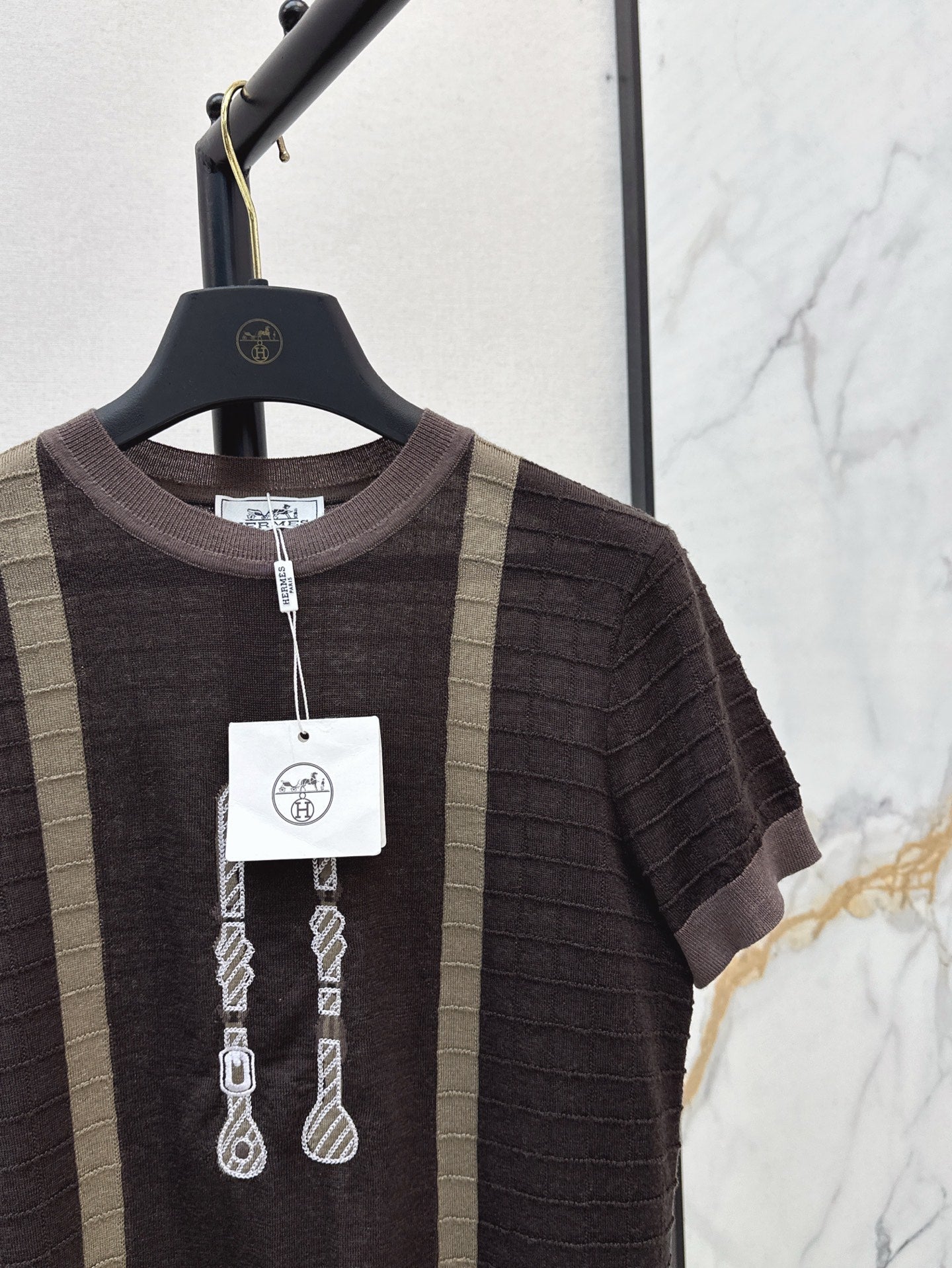 H 25ss jacquard knitted t-shirt