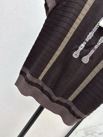 H 25ss jacquard knitted t-shirt