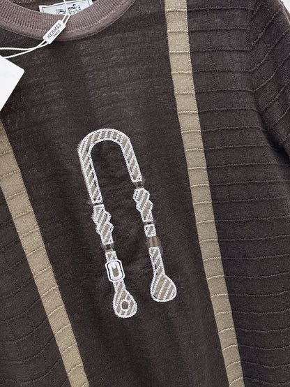 H 25ss jacquard knitted t-shirt