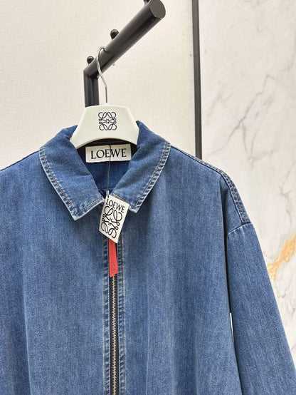 Loe 25ss pleated denim jacket