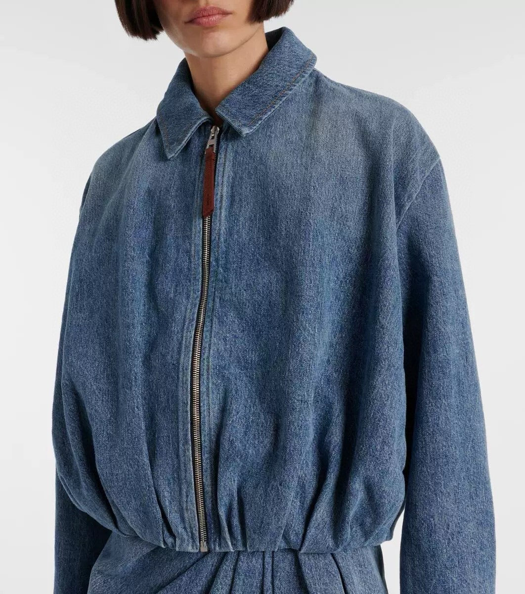 Loe 25ss pleated denim jacket