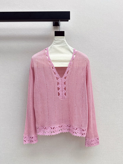 Ce 25ss hollow knitted shirt