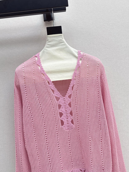 Ce 25ss hollow knitted shirt